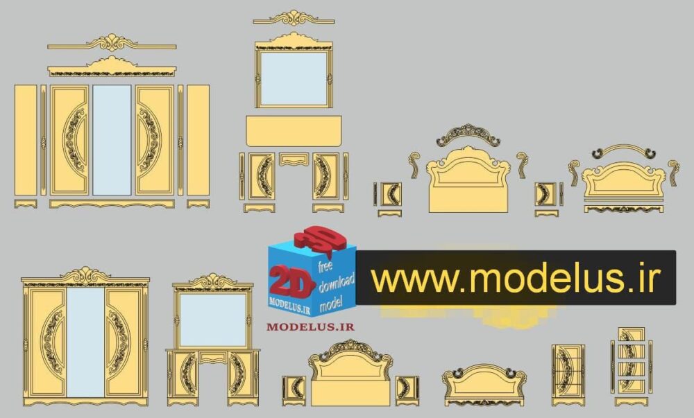 مجموعه پک ست تختواب - کمد دیواری - آینه 01