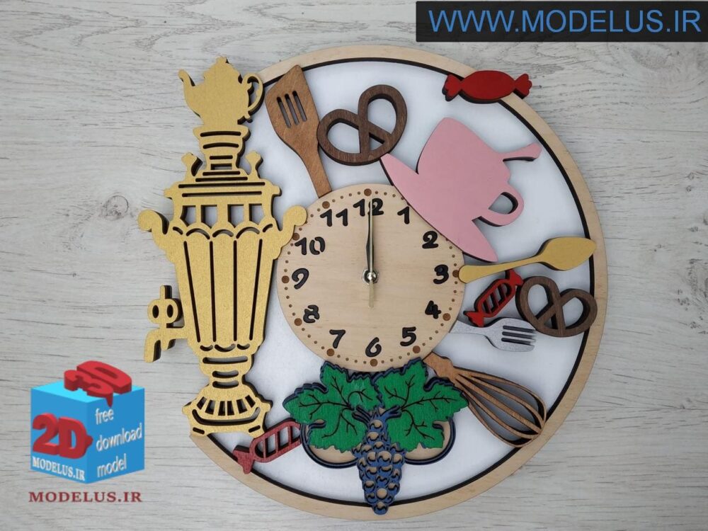 دانلود طرح برش ساعت دیواری آشپزخانه