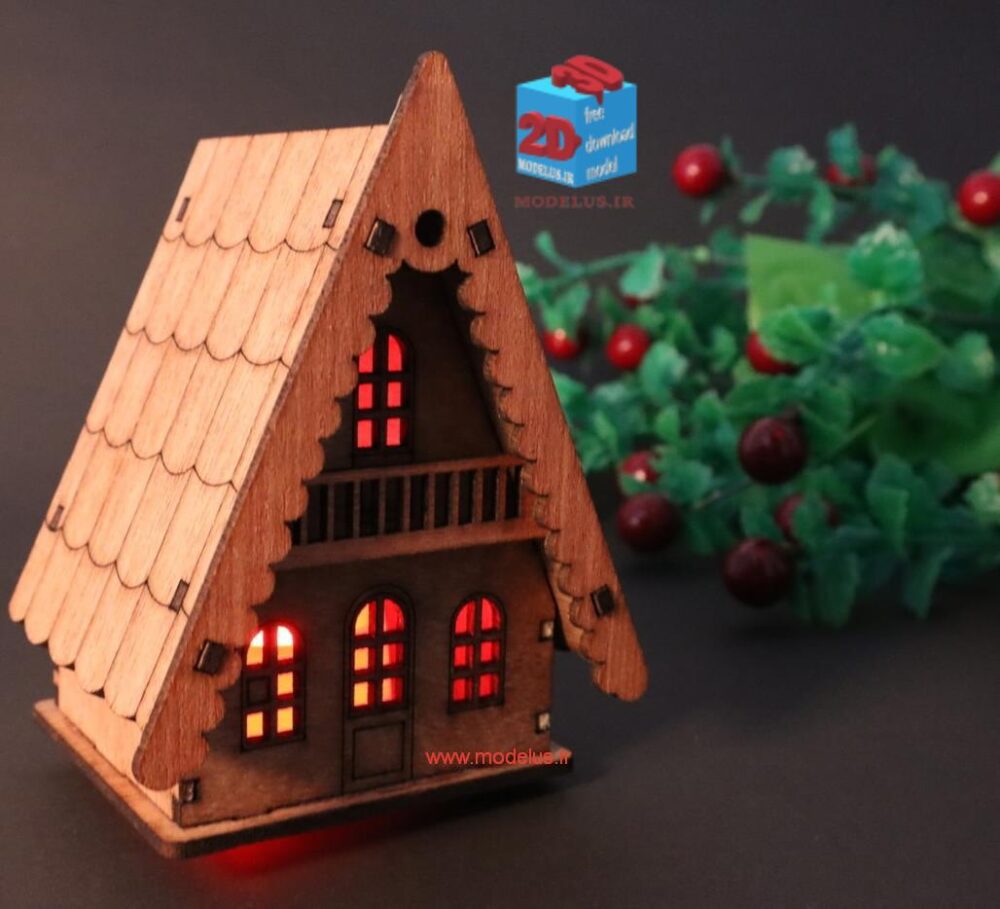 فایل لیزربرش چراغ شب مینی کلبه 1004